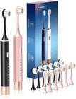 2 Pack Electric Toothbrush Sonic Toothbrush USB Rechargeable 12 Heads 6 Modes